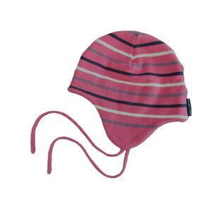 Polarn O Pyret Signature Stripe Wind Proof Rose Winter Cap Size 9 Months - 2 Yrs